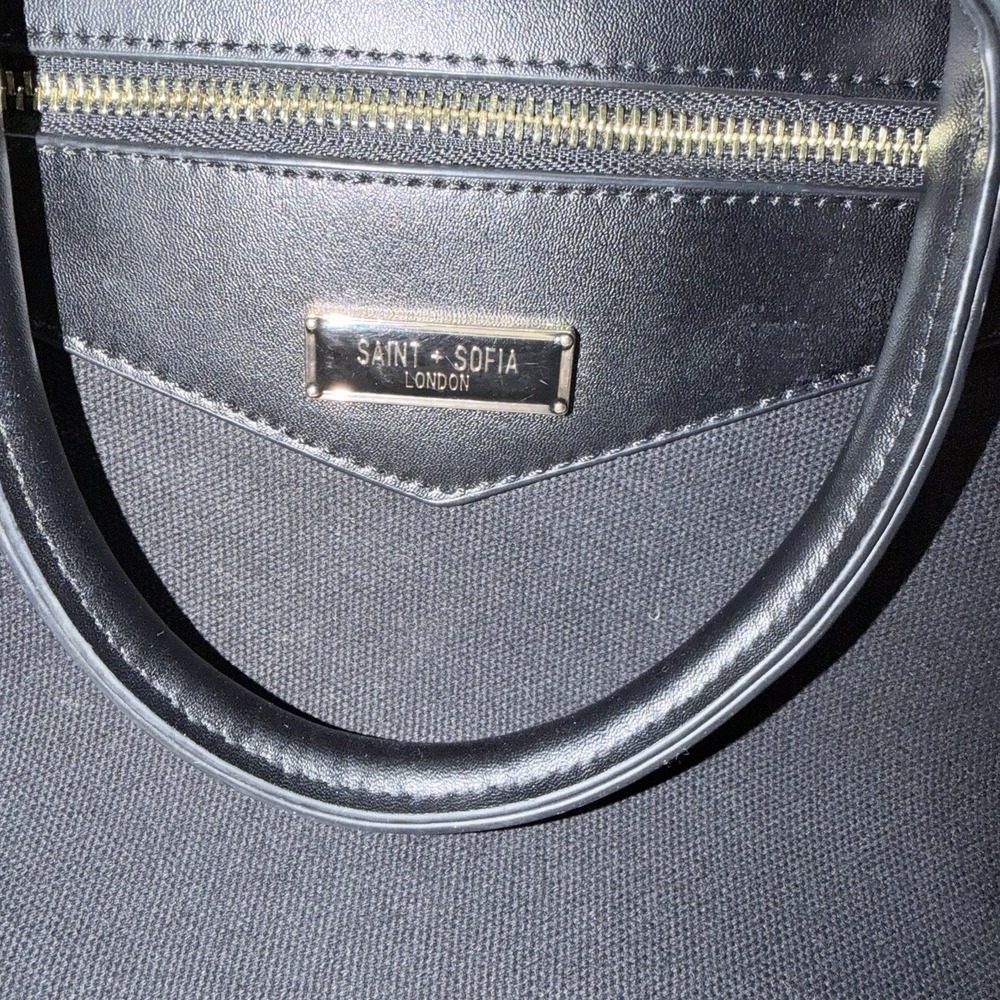 Saint‎ Sofia London Black Canvas Satchel Crossbody Gold Hardware Structured Bag - Picture 2 of 11